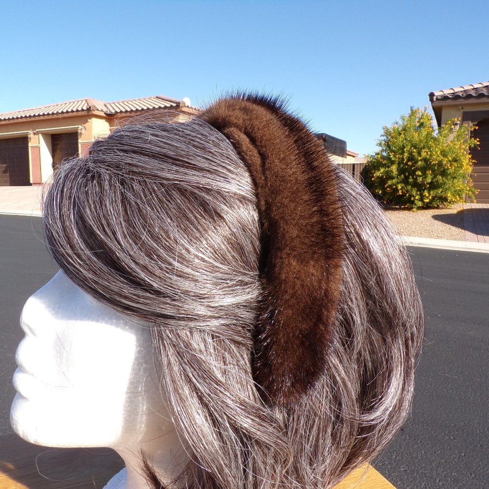 BROWN real MINK hair loop, hair band, headband ... handmade from old fur coats!